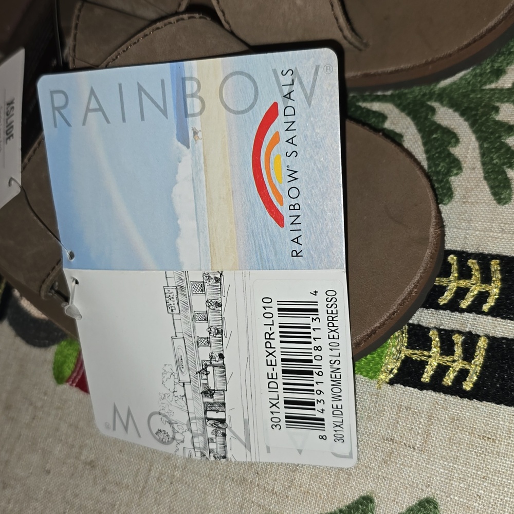 BRAND NEW WOMEN'S RAINBOW Premier Leather Single Layer Arch Cross Strap Flat 10 - Picture 3 of 3
